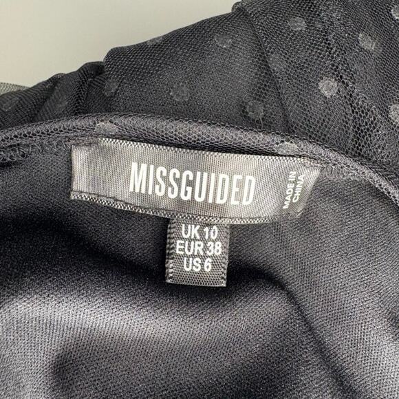 Missguided Witchy Goth Black Sheer Sleeve LBD Mini Dress Sz 6 - Picture 6 of 8